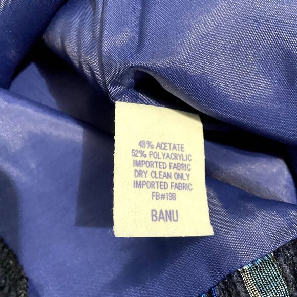 Vintage Banu Paris Metallic Blue Stripe Dress Pants Pleat Leg High Rise Size 6 - Picture 8 of 8